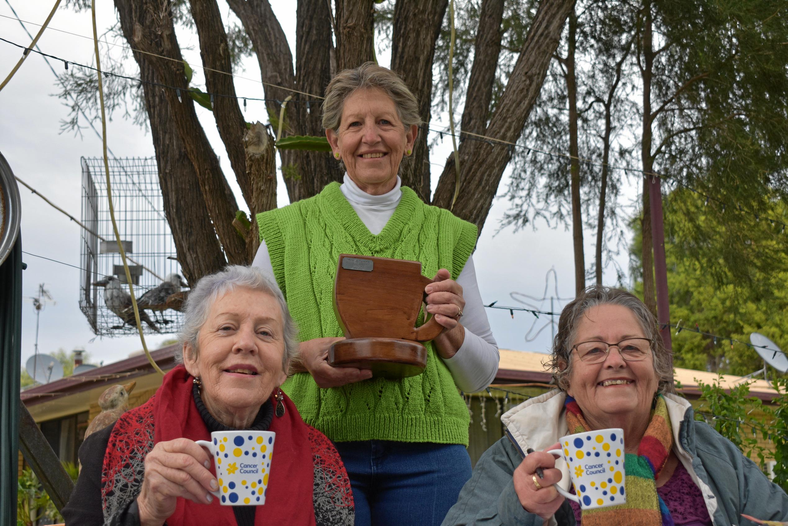 Sue Telford, Heather Jones and Janice Hymphreys from Cancer Council at Injune's Biggest Morning Tea. Picture: Ellen Ransley