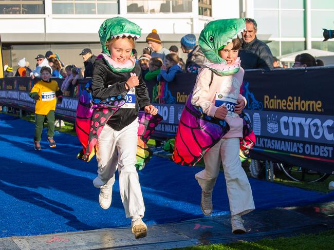 Edie Scott and Eve Dryburgh cross the finish line at the City to Casino on Sunday 18th May 2025. Picture: Linda Higginson