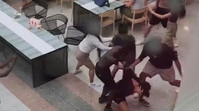 CCTV stills from fights at the Casuarina Square shopping centre. Picture: Supplied