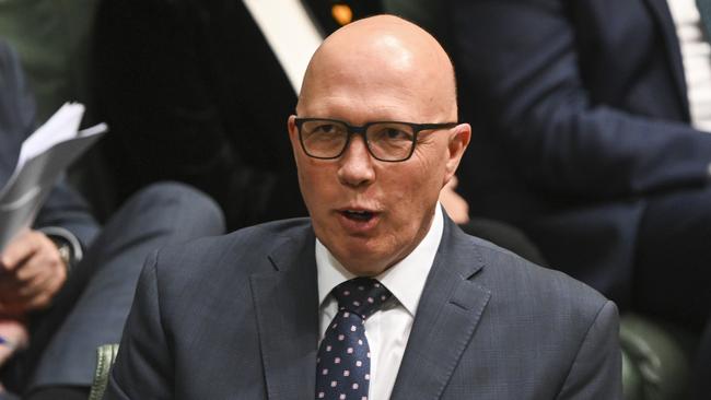 Opposition Leader Peter Dutton during Question Time at Parliament House in Canberra. Picture: NCA NewsWire / Martin Ollman