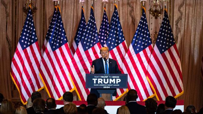 Mr Trump speaking at his Florida club, Mar-a-Lago, whose value he was found to have inflated by a massive amoung. Picture: Chandan Khanna/AFP