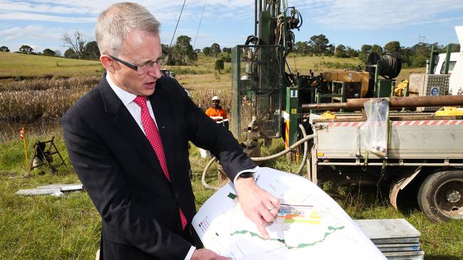 Urban Infrastructure Minister Paul Fletcher at the Badgerys Creek site earmarked for Sydney’s second airport. Picture: Renee Nowytarger/The Australian