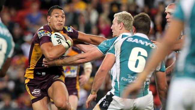 18/6/10 Round 15 NRL action between the Brisbane Broncos and the Penrith Panthers from Suncorp Stadium in Brisbane. Israel Folau. Pics Adam Head