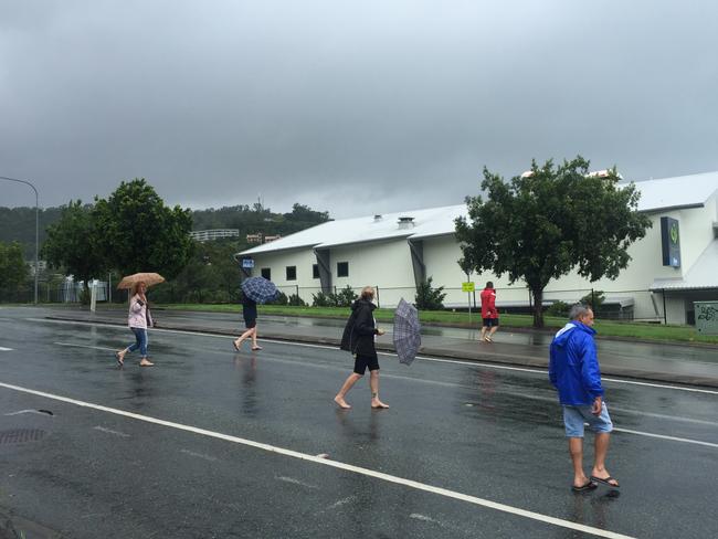 Tourists are among those caught up in Cyclone Debbie. Picture: Emma Reynolds