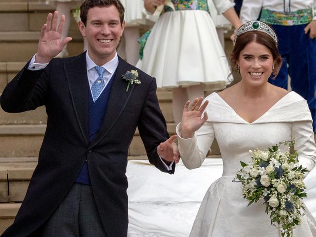 Britain's Princess Eugenie of York and her husband Jack Brooksbank. Picture: AFP