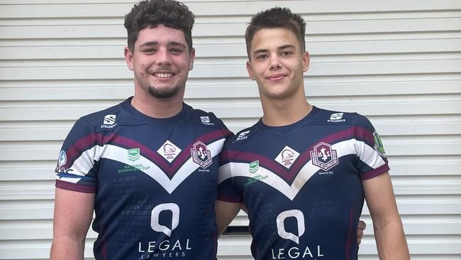 Ipswich SHS Langer Trophy teammate Jack Laing and Sam Martin in 2023.