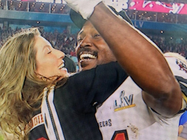 Antonio Brown with Tom Brady's wife Gisele after the 2021 Super Bowl win.