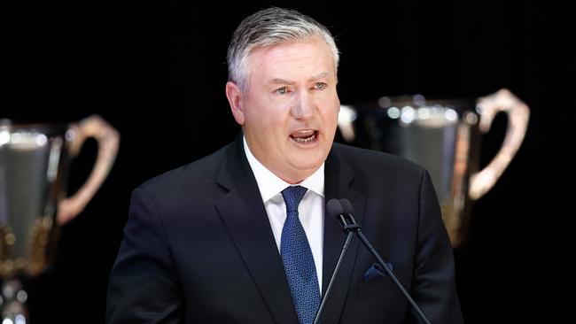 Eddie McGuire addresses the gathering during the Ron Barassi State Memorial Service. Picture: Michael Willson/AFL Photos