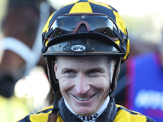 SYDNEY, AUSTRALIA - AUGUST 24: James McDonald riding Joliestar wins Race 7 Hyland Race Colours Show County Quality during Winx Stakes Day - Sydney Racing at Royal Randwick Racecourse on August 24, 2024 in Sydney, Australia. (Photo by Jeremy Ng/Getty Images)