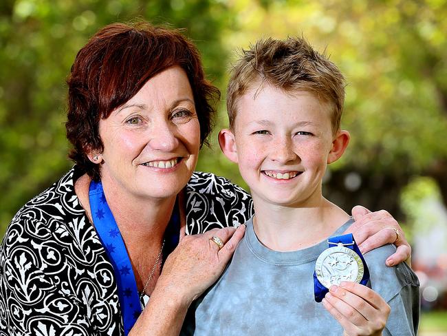 two of the Pride of Australia medal winners Lisa Jones of Kingston, left, and Campbell Remess 12 of Acton. Picture: SAM ROSEWARNE.