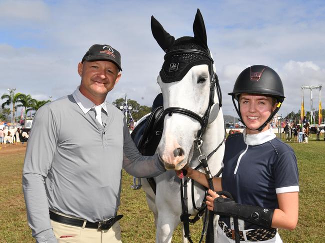 Townsville Show 2024. Australian Senior show jumping champion Stuart Jenkins  and Chloe Howard with Fairview CK. Picture: Evan Morgan