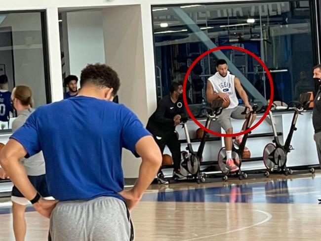 Ben Simmons on an exercise bike. Photo: Twitter