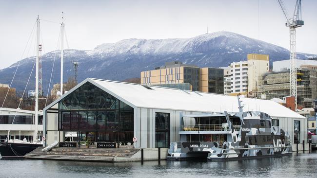 Mt Wellington / kunyani with snow on it, with Brook St Pier in the forground. Picture: Richard Jupe