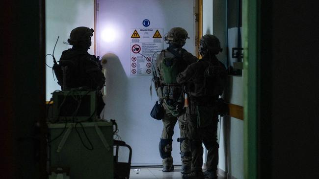 Israeli soldiers carrying out operations inside Al-Shifa hospital in Gaza City. Picture: AFP