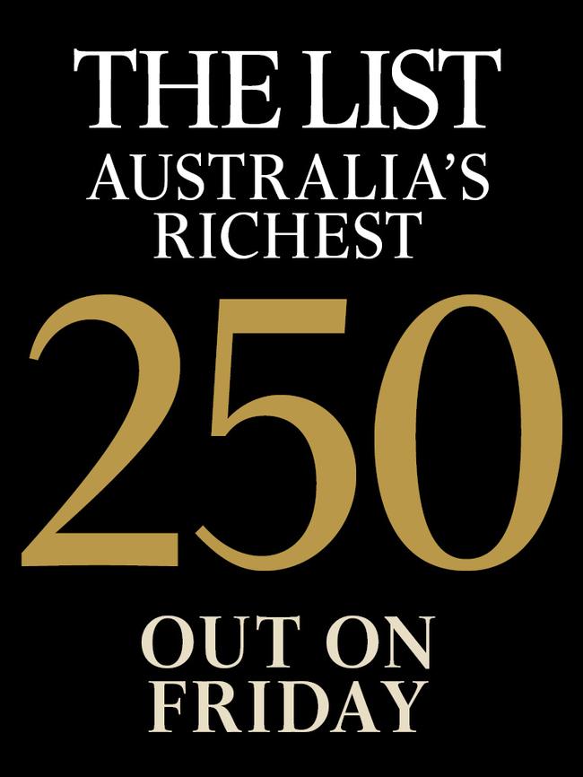 The 2022 edition of The List – Australia’s Richest 250 is published on Friday in The Australian.