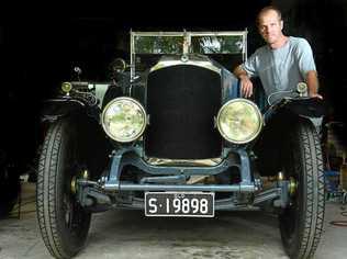 TRIBUTE TO DAD: The 1919 D-Type Vauxhall owned by Michael Kenward (pictured) and his brothers Chris and Geoff. Picture: John McCutcheon