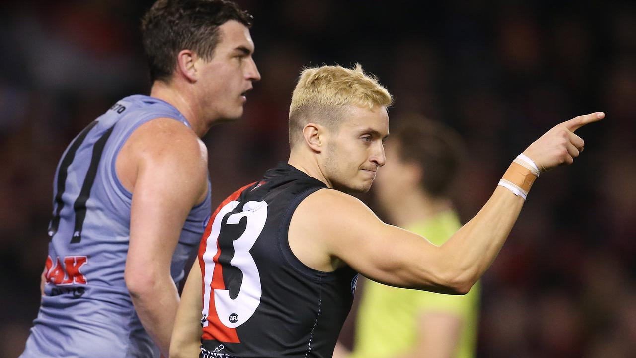 Orazio Fantasia celebrates a goal against Port Adelaide. Pic: Michael Klein