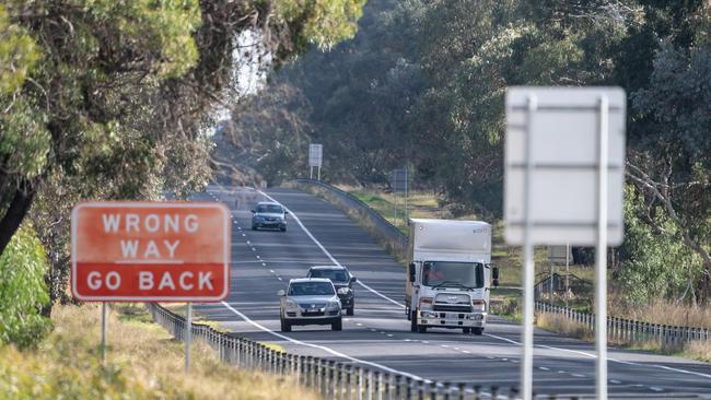 Traffic heading north on the Hume Freeway near the Victoria-NSW border. Picture: Simon Dallinger