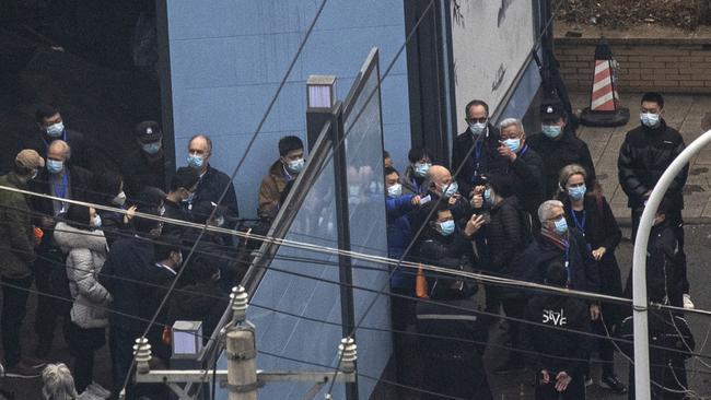 WHO investigators visit Wuhan’s Huanan seafood market in January 2021. Picture: Getty Images