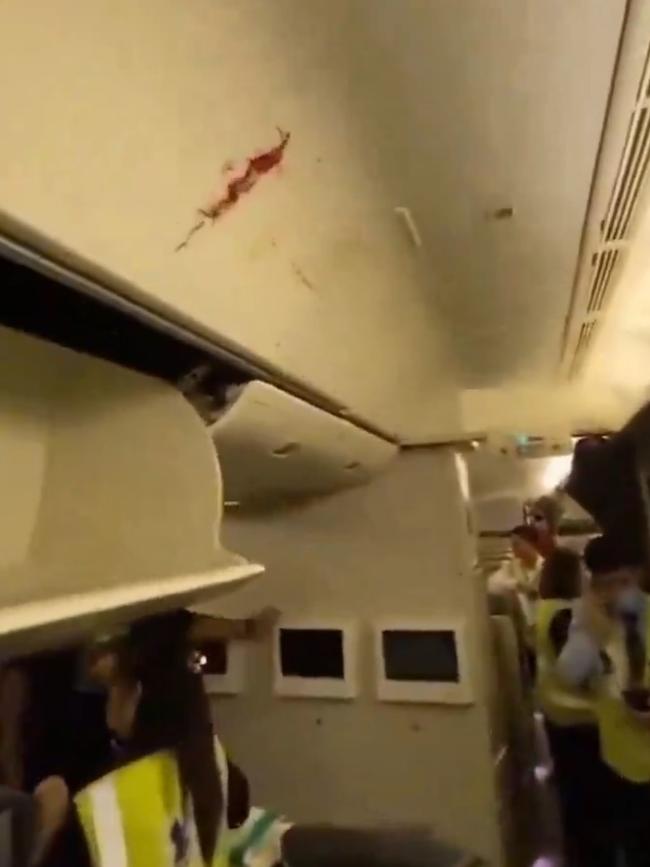 Blood splatters could be seen in pictures of the plane. Picture: X