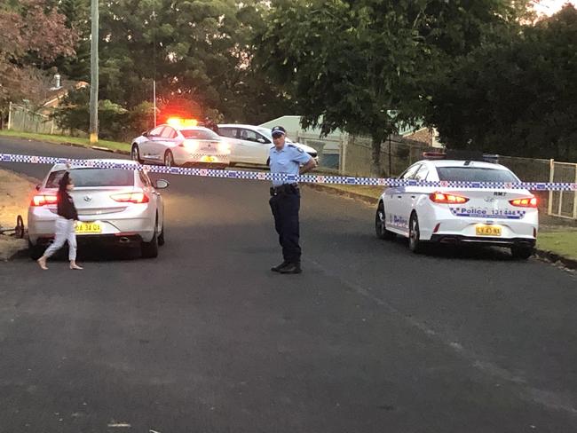 Police cordon off a a street in Goonellabah at the site of an alleged stabbing.