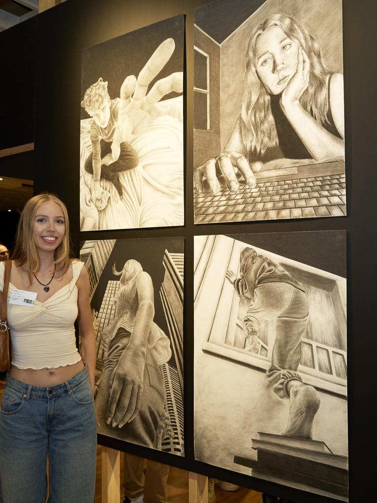 Holly Ludman, Tempe High School, with her work, 'See it from my perspective'. Picture: Mim Stirling