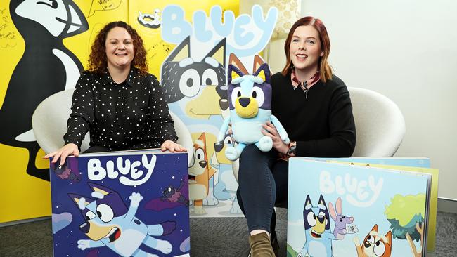 Penguin books editor Jess Owen and publisher Holly Toohey, who put together the Bluey books that are based on the popular ABC cartoon. Picture: Tim Hunter