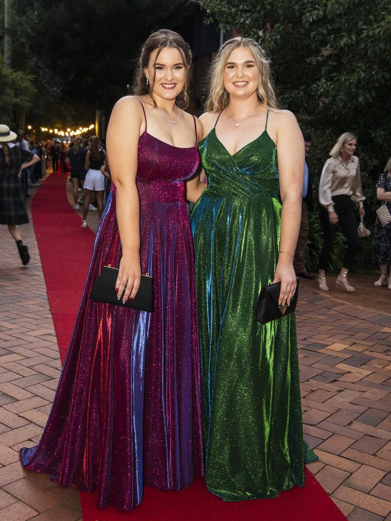 Caitlin Gray (left) and Keely Gilmore at Fairholme College formal, Wednesday, March 29, 2023. Picture: Kevin Farmer