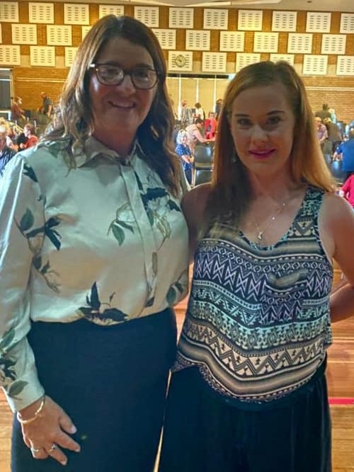 Ms Britnell with Portland’s Samantha Rutter, a mother from Portland who now fears she may be giving birth on the side of the road. Picture: Supplied