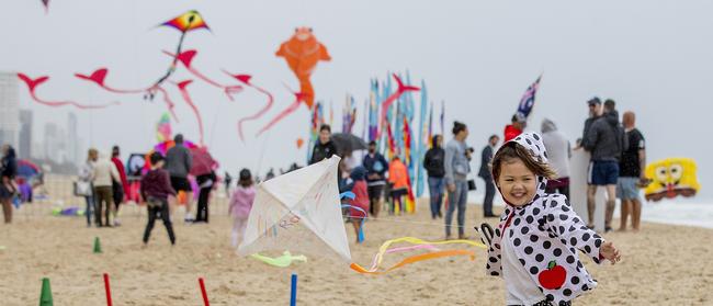 Rae De Wet, enjoying the Jewel International Kite Festival on Sunday at Surfers Paradise. Picture: Jerad Williams