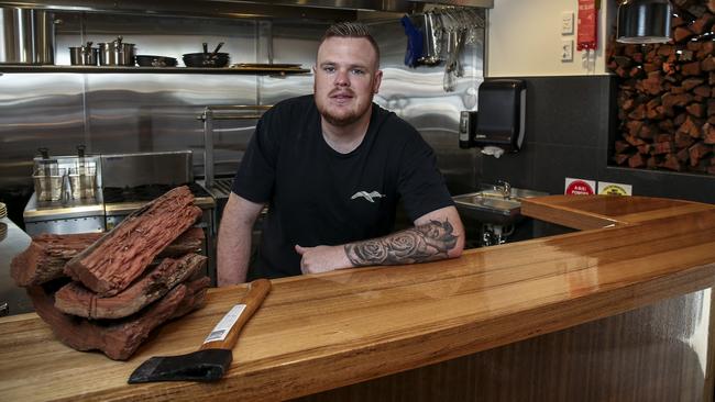 Chef Stewart Wesson in the saloon kitchen. Picture: AAP/Mike Burton