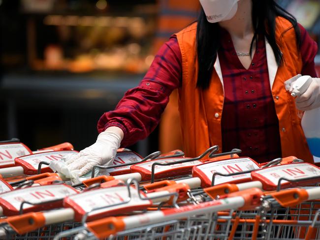 Supermarkets have ramped up their in-store hygiene measures. Picture: Getty Images