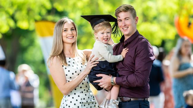 Andrew and Kirsten Beer with daughter Audrey. Picture: David Martinelli (USQ Media Comms)