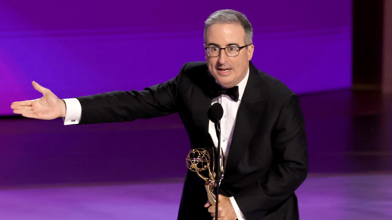 John Oliver accepts the Outstanding Scripted Variety Series award for Last Week Tonight with John Oliver. Picture: Kevin Winter/Getty Images