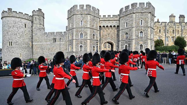 Scots Guards parade outside Windsor Castle in Windsor, as the Castle reopened to visitors following the death of Queen Elizabeth II. Picture: AFP