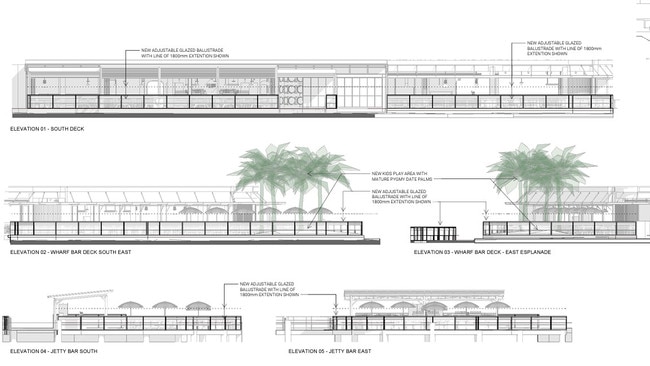 An artist's impression of proposed new glass balustrades around Manly Wharf. Picture: Little Boat Project