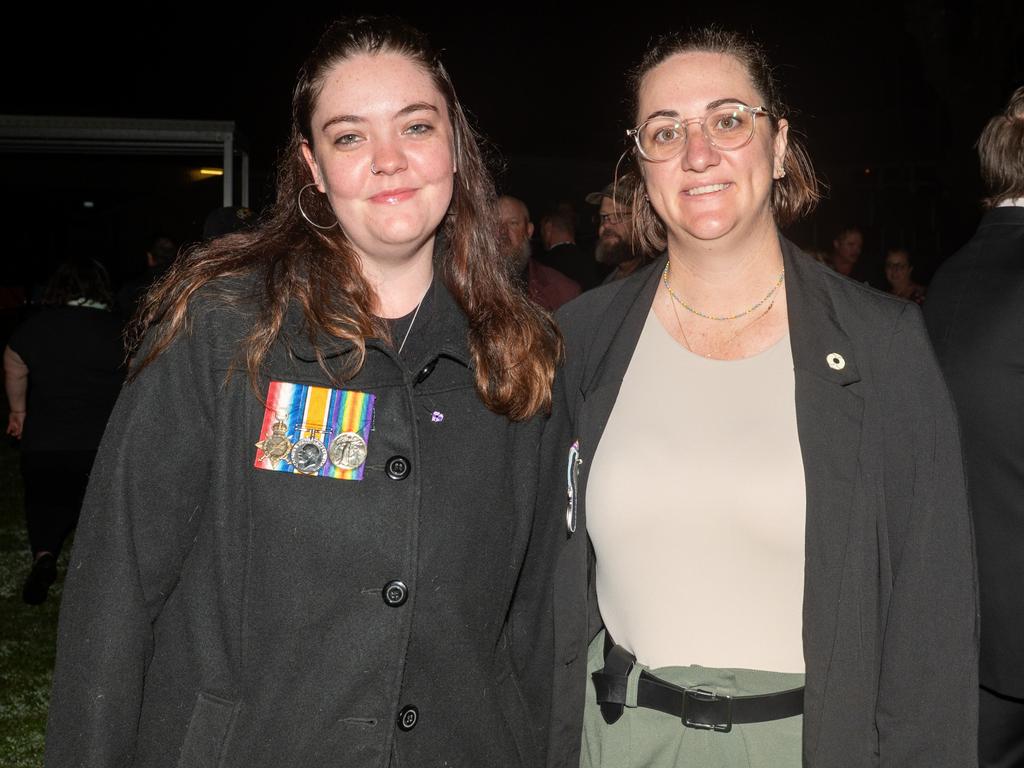 Tahnee Greaves and Jody Jackson 5am ANZAC Day Walkerston Friday 25 April 2025 Picture:Michaela Harlow