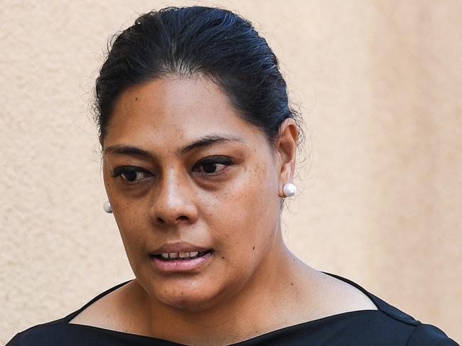 Sydney mother Sharon Amone (left) arrives at Glebe Coroners Court for the inquest into the death of her daughter at Fairfield Hospital, in Sydney, Monday, March 12, 2018. Manusiu Amone was born with the umbilical cord wrapped around her neck on November 25, 2014, at Fairfield Hospital, and although her breathing was induced she died soon after. (AAP Image/Brendan Esposito) NO ARCHIVING