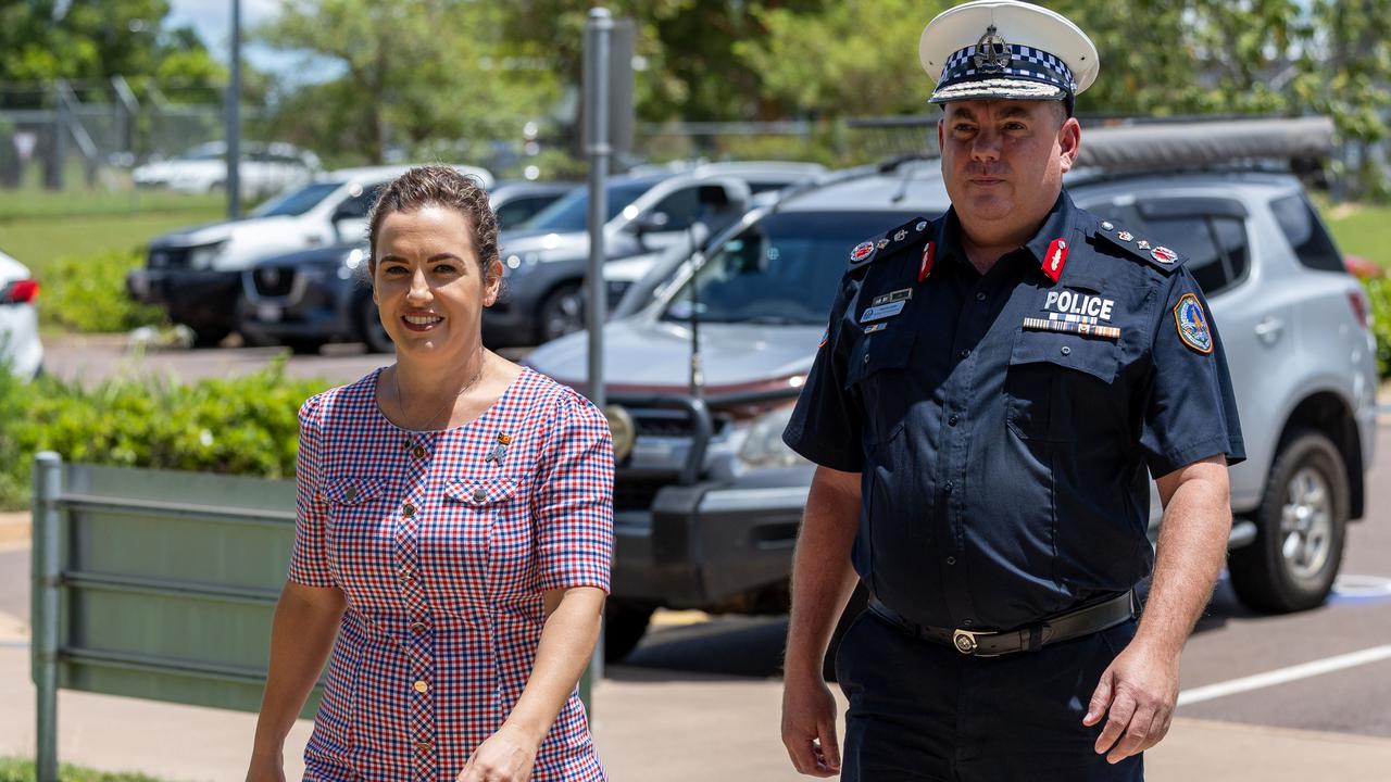 Lia Finocchiaro Chief Minister of the Northern Territory and NT's acting police commissioner Martin Dole. Picture: Pema Tamang Pakhrin