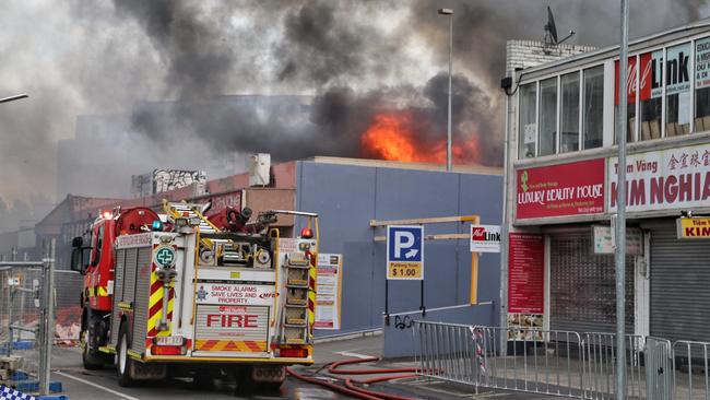 Fire at Little Saigon Supermarket. Picture: Hamish Blair