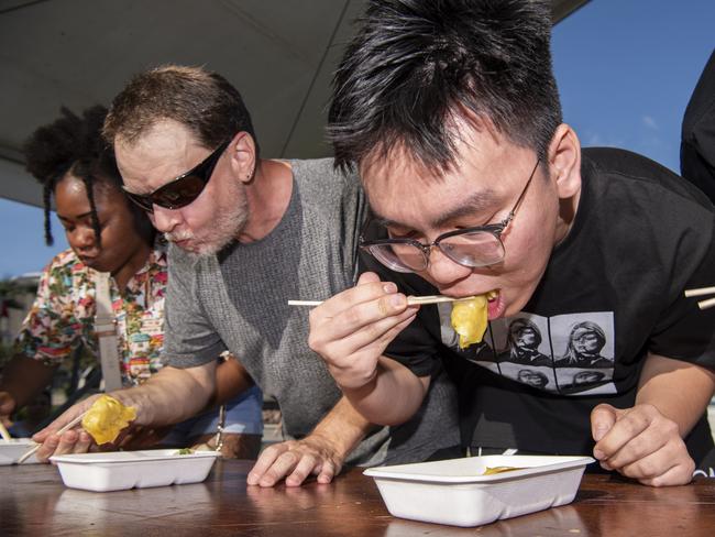 Dumpling eating competition. Picture: Pema Tamang Pakhrin