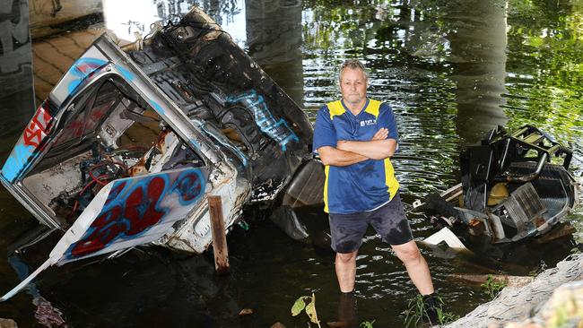 Dave Dudley, Tidy Up Townsville co-ordinator, under the Bohle River Bridge on Dalrymple Road. Picture: Shae Beplate.