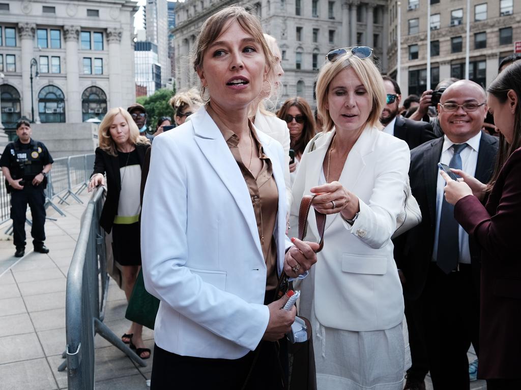 Annie Farmer with her lawyer outside of Manhattan Federal Court after the sentence was handed down. Picture: AFP/Getty Images