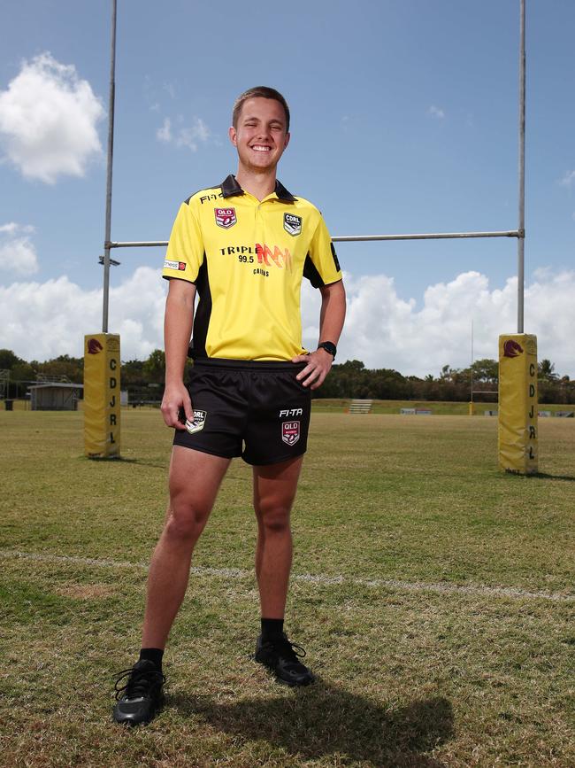 Young Cairns referee Guy Millar will become the first Cairns ref to officiate the Aaron Payne Cup grand final match, held in Townsville. PICTURE: BRENDAN RADKE