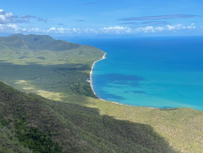 View from the top of the Macalister Range overlooking Rifle Range and the Coral Sea. Picture: Supplied