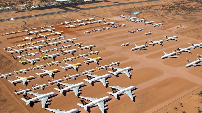 HIGH-RESOLUTIONM. 100 of the world's aircraft fleet sit in storage in Alice Springs, Australia. PIC: Ted Zheng