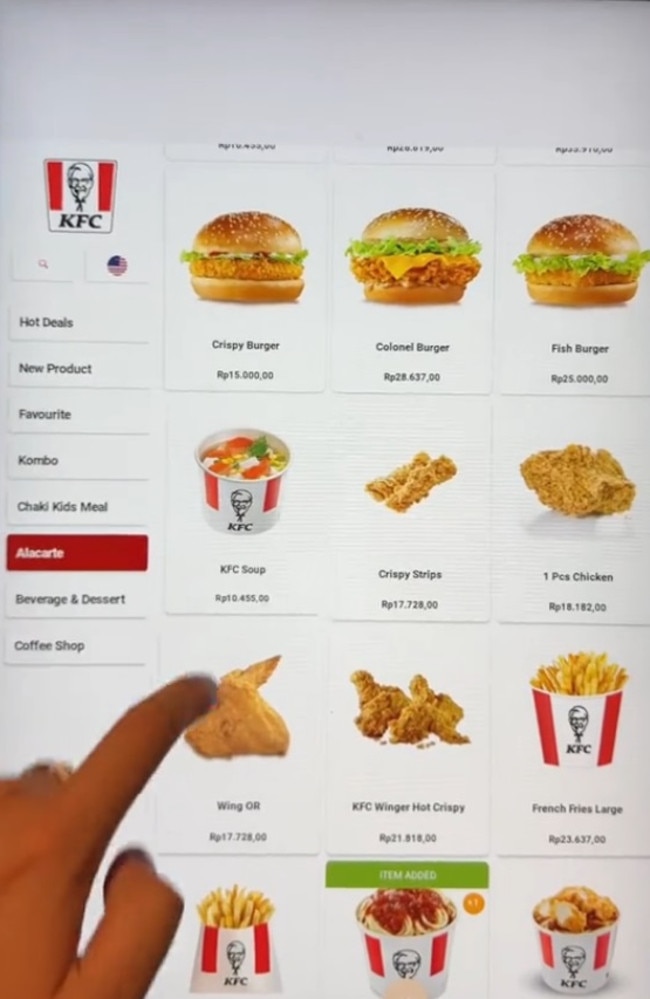 The Aussie ordered seven menu items that cost about $A10. Picture: TikTok/jackcoopxr