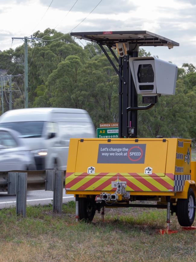 An unmanned speed camera on a rural road