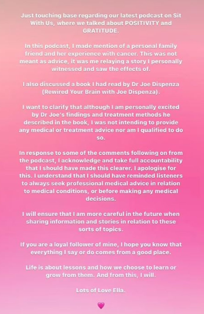 Ding issued an apology on her Instagram Story on Friday night. Picture: Instagram