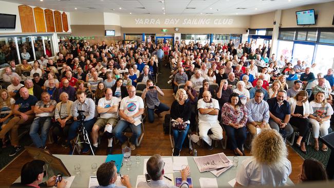 Residents met at the Yarra Bay Sailing Club last year to discuss the proposal. Picture: Monique Harmer